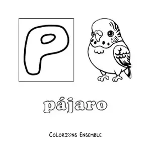 Image à colorier du P de oiseau