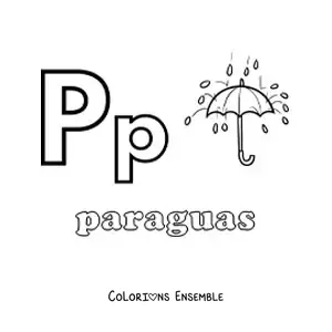 Image à colorier du P de parapluie