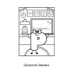 Image à colorier de la lettre P animée à l’école