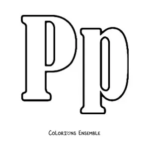 Image à colorier de la lettre P majuscule et minuscule en grand