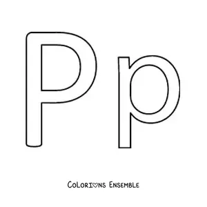 Image à colorier de la lettre P majuscule et minuscule, facile