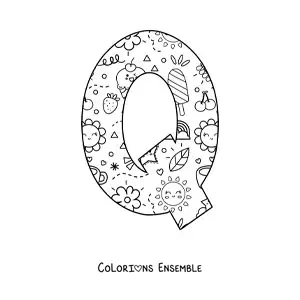 Image à colorier de la lettre Q animée à l’école