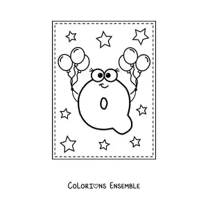 Image à colorier de la lettre Q majuscule animée avec des ballons