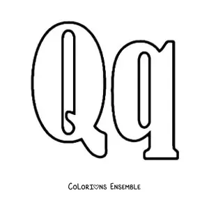 Image à colorier de la lettre Q majuscule et minuscule en grand