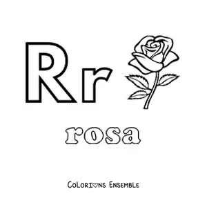 Image à colorier du R de rose