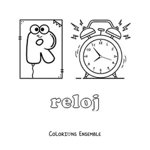 Image à colorier du R d'horloge