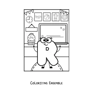 Image à colorier de la lettre R animée à l'école