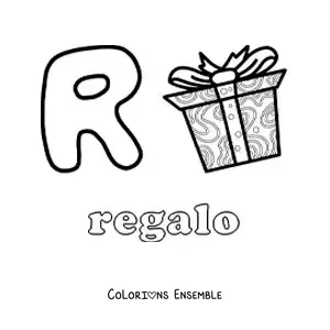 Image à colorier du R de cadeau