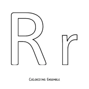 Image à colorier de la lettre R en majuscule et en minuscule, version facile