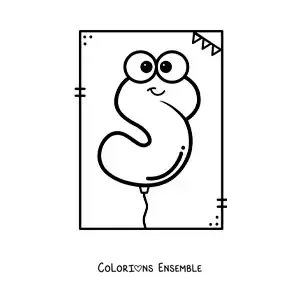 Image à colorier de la lettre S animée en forme de ballon