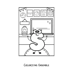 Image à colorier de la lettre S animée à l'école