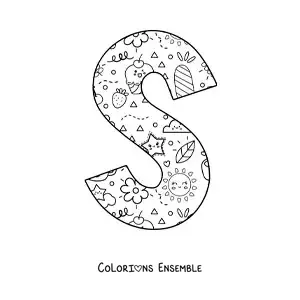 Image à colorier de la lettre S en dessin animé