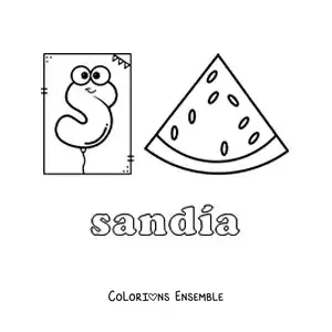 Image à colorier du S de pastèque