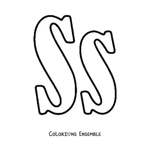 Image à colorier d'un grand S en majuscule et en minuscule