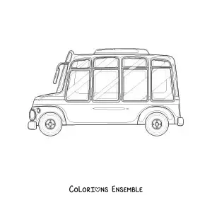 Image à colorier d'un petit autobus