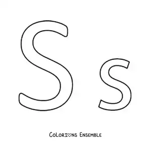 Image à colorier de la lettre S en majuscule et en minuscule, version facile