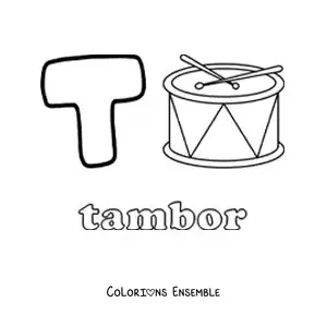 Image à colorier du T de tambour