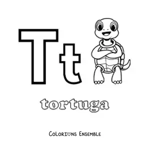 Image à colorier du T de tortue