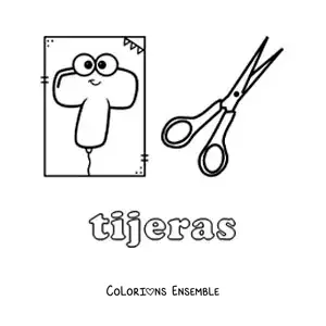 Image à colorier du T de ciseaux