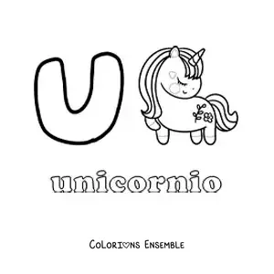Image à colorier du U de licorne