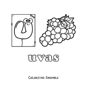 Image à colorier du U de raisins