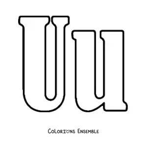 Image à colorier d'un grand U en majuscule et en minuscule