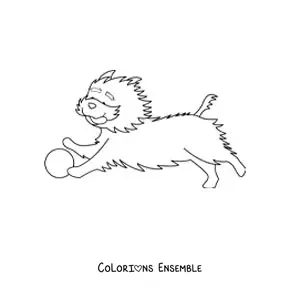 Image à colorier d’un yorkshire terrier courant après une balle