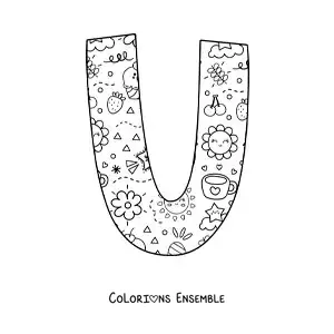 Image à colorier de la lettre U en dessin animé