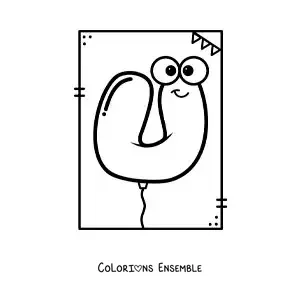 Image à colorier de la lettre U animée en forme de ballon