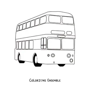 Image à colorier d'un bus à deux étages