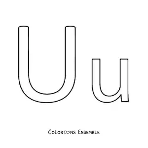 Image à colorier de la lettre U en majuscule et en minuscule, version facile