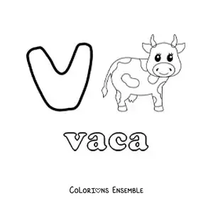 Image à colorier du V de vache