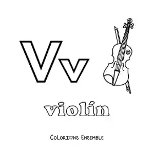 Image à colorier du V de violon