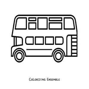 Image à colorier du côté d'un bus à deux étages