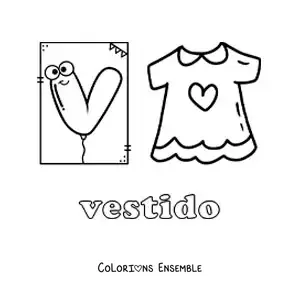 Image à colorier du V de robe