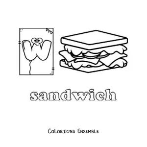 Image à colorier du W de sandwich