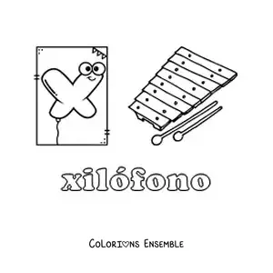 Image à colorier du X de xylophone