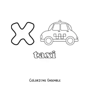 Image à colorier du X de taxi
