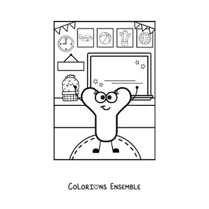 Image à colorier de la lettre Y animée à l’école