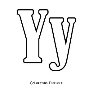 Image à colorier de la grande lettre Y en majuscule et en minuscule