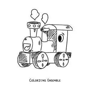 Image à colorier d'un train animé