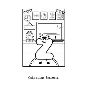 Image à colorier de la lettre Z animée à l’école