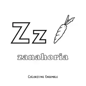 Image à colorier du Z de carotte