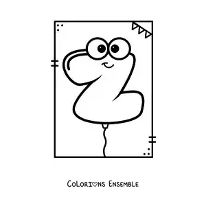 Image à colorier de la lettre Z animée en forme de ballon