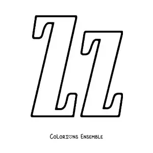 Image à colorier de la grande lettre Z en majuscule et en minuscule