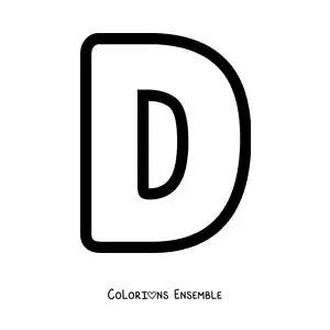 Image à colorier de la lettre D majuscule