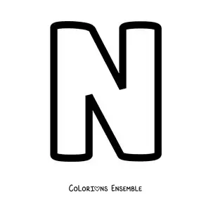 Image à colorier de la lettre N majuscule