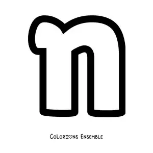 Image à colorier de la lettre n minuscule