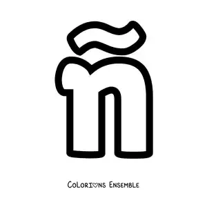 Image à colorier de la lettre ñ minuscule
