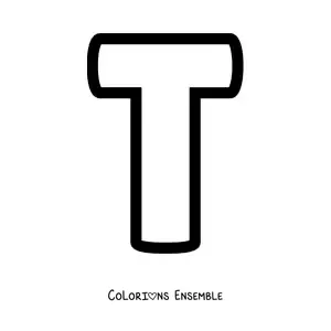 Image à colorier de la lettre T majuscule